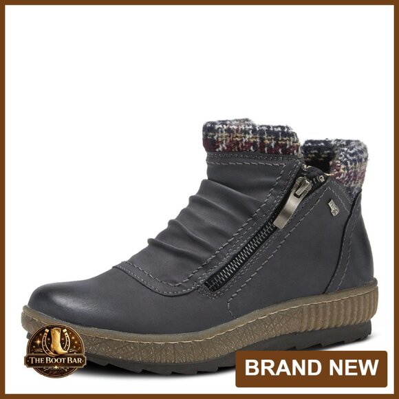 Water-Resistant Vegan Leather Ankle Booties with Dual Zippers Faux Shearling